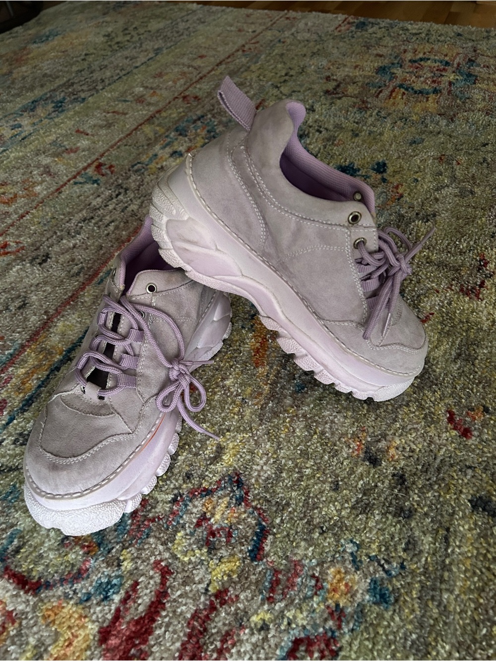 Platform Lace-Up Sneakers in Lilac